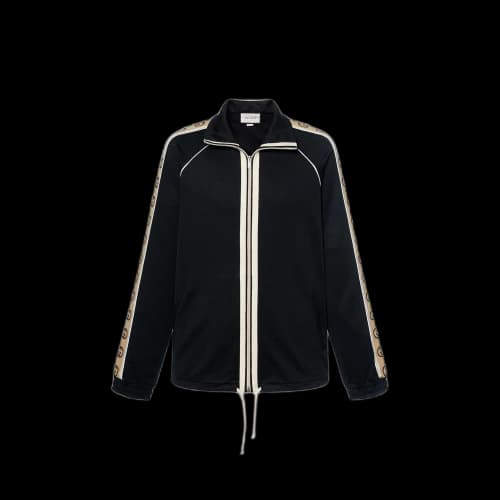 Gucci SS20 Side Sleeve Logo Striped Oversized Knitted Jacket For Men Black