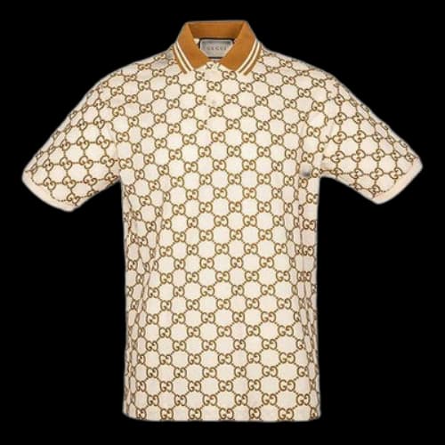 Gucci Cotton Business Casual Short Sleeve Beige Polo Shirt