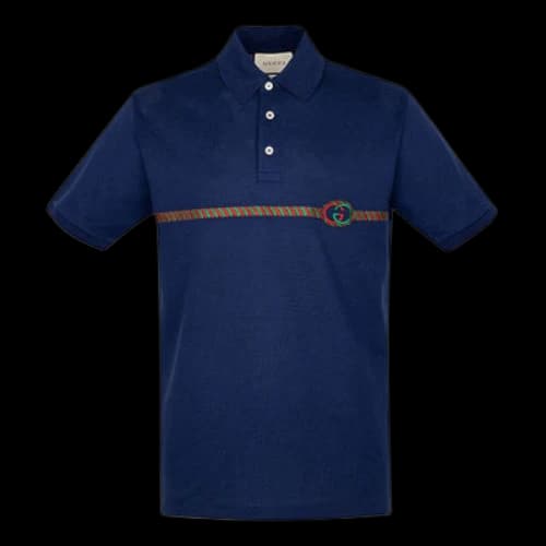Gucci Logo-embroidered polo shirt 'Navy'
