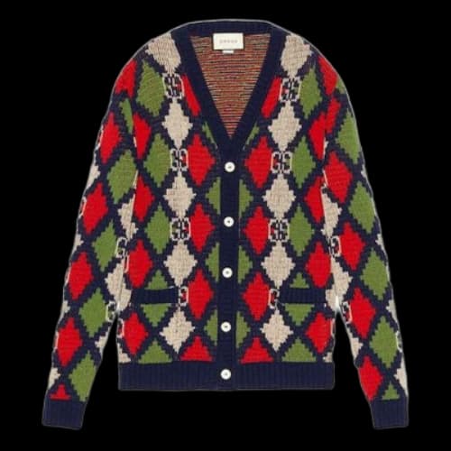 Gucci SS22 GG Rhombus Wool Cardigan 'Blue'