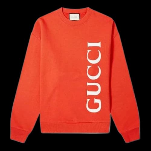 Gucci Large Logo Pure Cotton Round Neck Brick Red