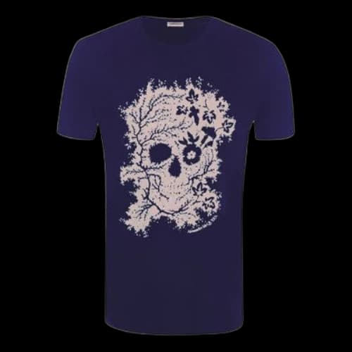 Alexander McQueen Ivy Skull Skeleton Short Sleeve Blue