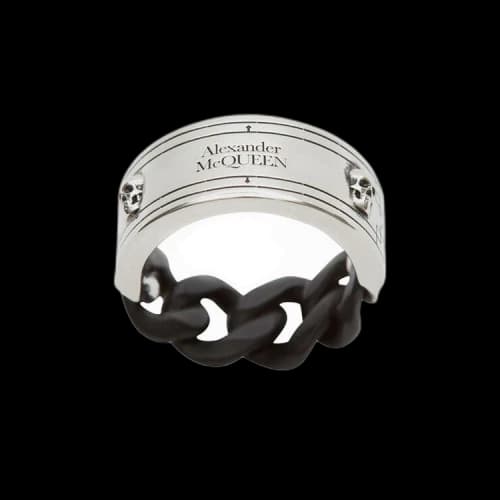 Alexander McQueen Identity Chain Ring 'Black/Silver'