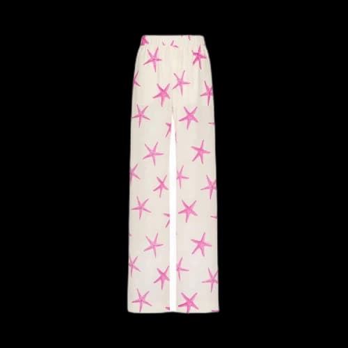 Valentino Crepe De Chine Starfish Pants 'Kez Avorio/Pink PP'