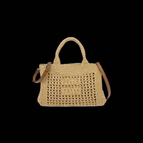 Miu Crochet Top Handle Bag 'Natural'