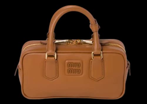 Miu Arcadie Leather Bag Cognac