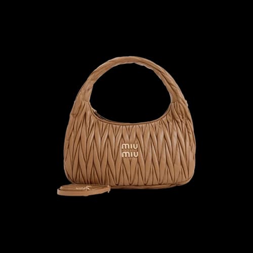 Miu Matelasse Mini Hobo Bag 'Caramel'