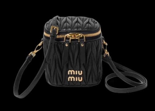 Miu Matelasse Nappa Leather Mini Pouch Black
