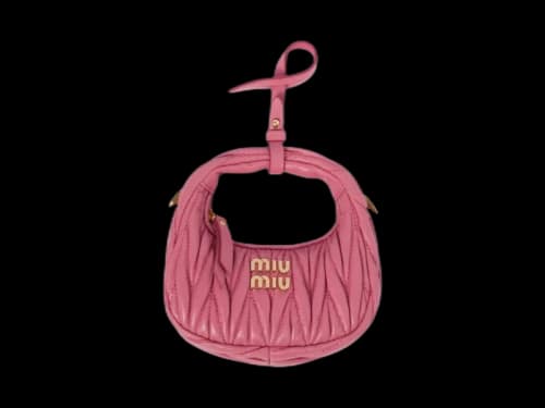 Miu Wander Matelasse Nappa Leather Micro Hobo Bag Begonia Pink
