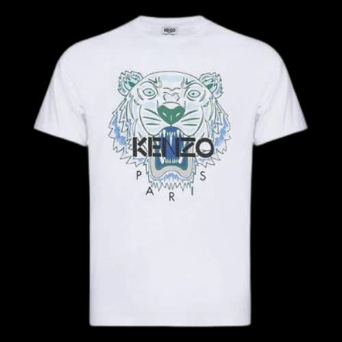 KENZO Cotton Tiger Head Printing Short Sleeve White