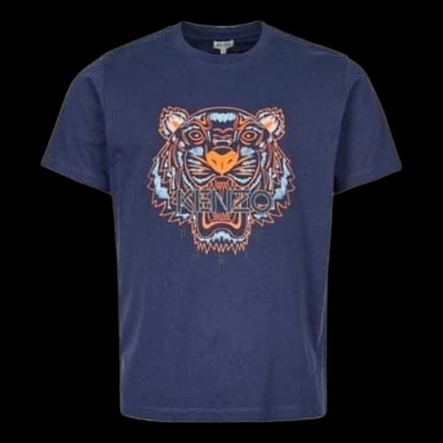 KENZO Tiger Logo Printing Tiger Head Short Sleeve Blue
