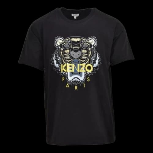 KENZO Tiger Head Alphabet Printing Short Sleeve Unisex Black