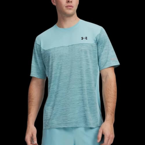 Under Armour Utility Quick Dry T Shirts Men's Blue Mist/Black Crew Neck Moderate