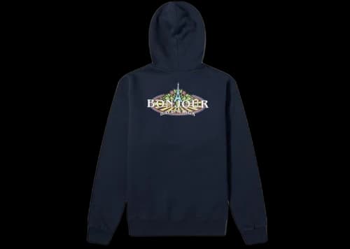 Balenciaga Bonjour Logo Popover Hoodie Navy