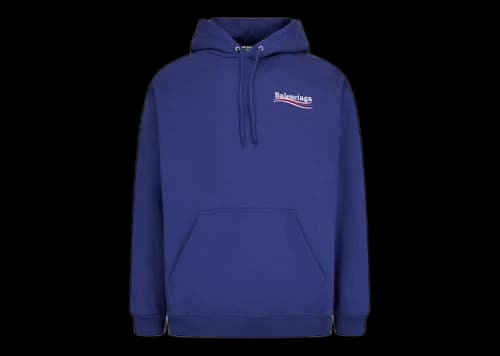 Balenciaga Political Campaign Medium Fit Hoodie Blue
