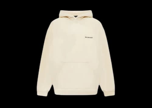 Balenciaga Logo Oversize Hooded Sweatshirt Cream/Black