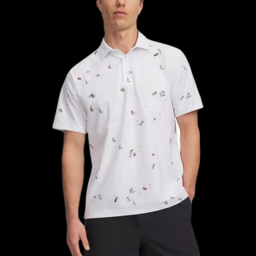 Under Armour Golf Clothing Men's White/Frame Green Polo Collar Moderate
