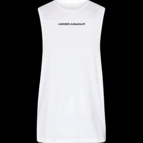 Under Armour Tank Tops Men's White Crew Neck Moderate Straight Fit