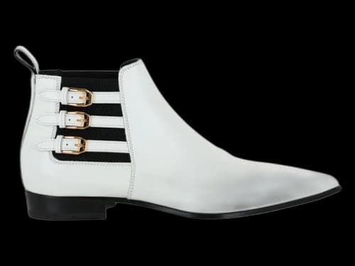Gucci Pointed Side Buckle Ankle Boots White (Women's)