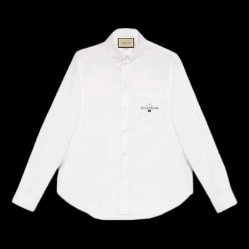 Gucci Band Oxford Cotton Long Sleeve Shirt Male White