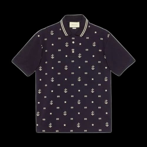 Gucci Anchor Embroidered Piqué Polo 'Navy'