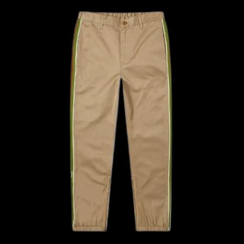 Gucci Cotton Casual Trousers With Striped Logo For Men Tawny