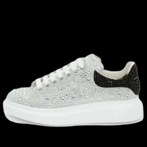 Alexander McQueen Crystal-embellished Oversized Sneakers 'Silver Black'