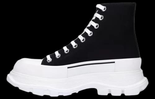 Alexander McQueen Canvas Tread Slick High Top Sneakers 'Black White'