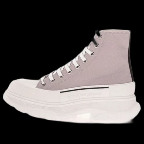 Alexander McQueen Canvas Tread Slick High Top Sneakers 'Grey White'