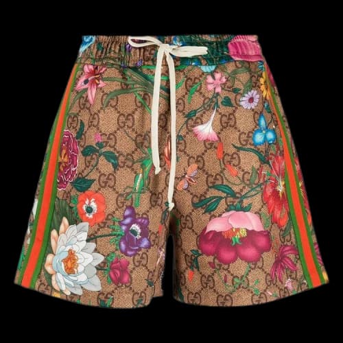 Gucci GG Flora Print Shorts 'Vintage Camel/Brown'