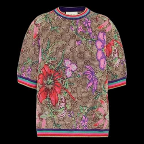 Gucci GG Floral Printed Crewneck For Brown (Women's)