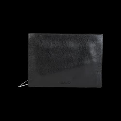 Bottega Veneta Leather Embossed Pouch 'Black/Silver'