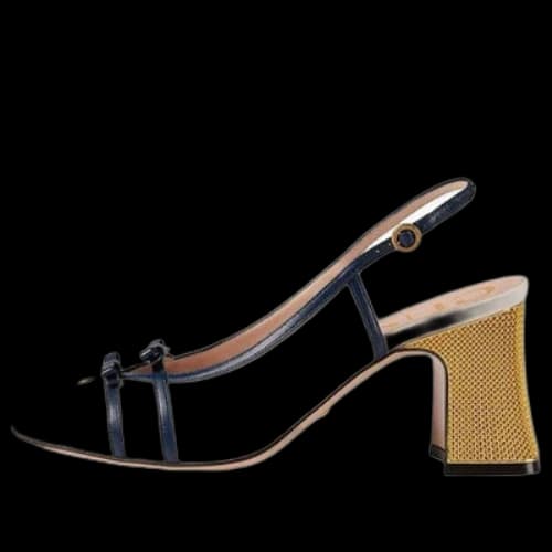 Gucci Leather Mid-Heel Slingback Pumps With Block heel 'White Navy' (Women's)