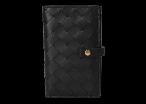 Bottega Veneta Intrecciato Weave French Wallet Black