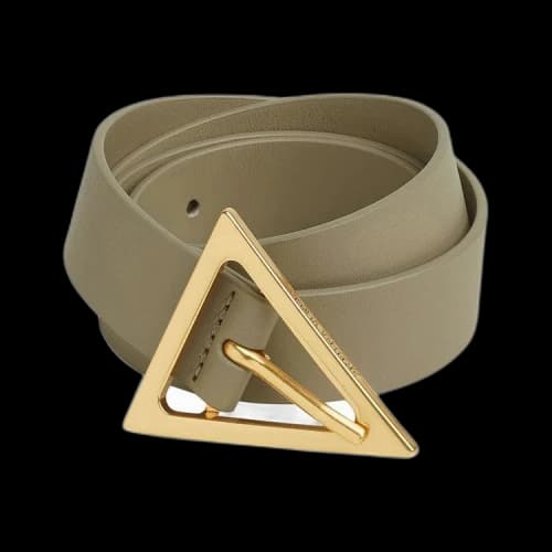 Bottega Veneta Triangular Buckle Belt 'Taupe/Gold'