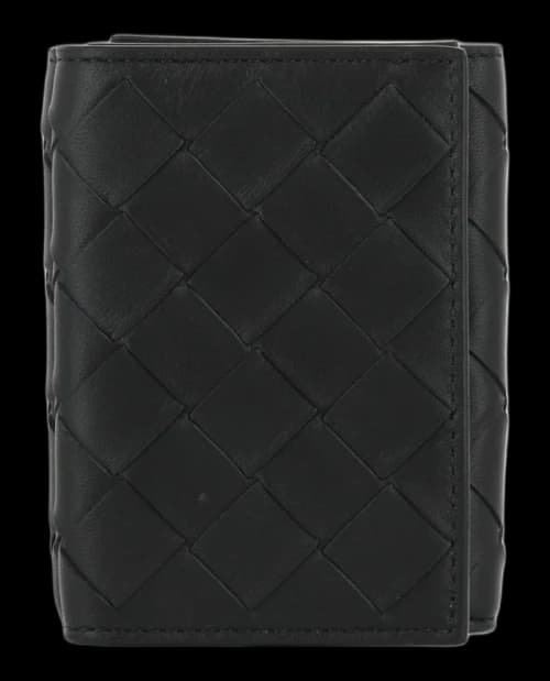 Bottega Veneta Intrecciato Trifold Wallet Black/Silver