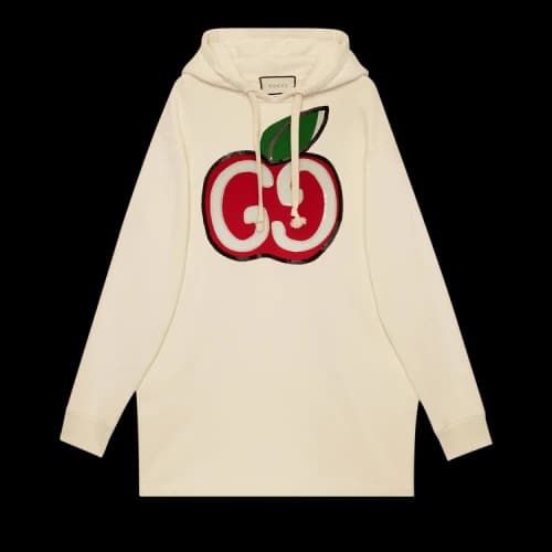 Gucci Hooded Dress With GG Apple Print 'Off White'