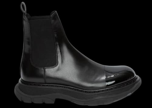 Alexander McQueen Shiny Toecap Tread Chelsea Boot Black