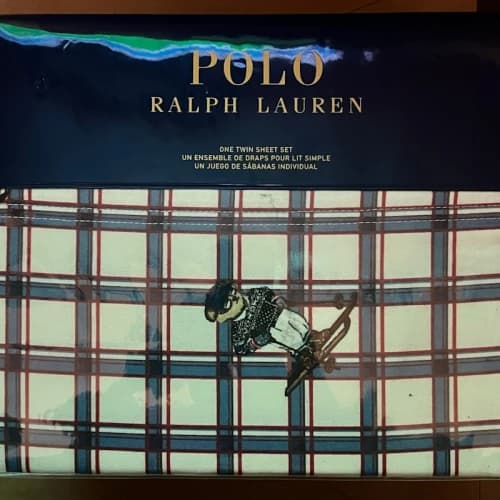 Polo Ralph Lauren Polo Bear Plaid Twin Sheet Set Cream Multi