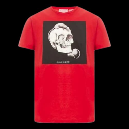 Alexander McQueen Skeleton Printing Short Sleeve Red