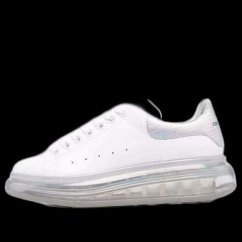 Alexander McQueen Leather Larry Oversized Sneakers 'White Iridescent' (Women's)