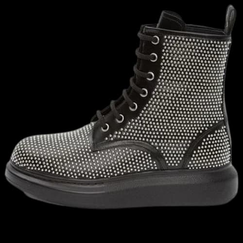 Alexander McQueen Hybrid Lace Up Boot 'Black Silver' (Women's)