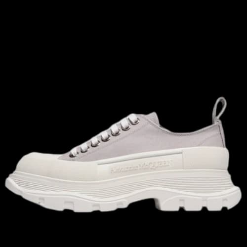 Alexander McQueen Tread Slick Canvas Lace Up Shoes 'Grey White' (Women's)