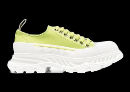 Alexander McQueen Tread Slick Low Lace Up Canvas Lime Green White (Women's)