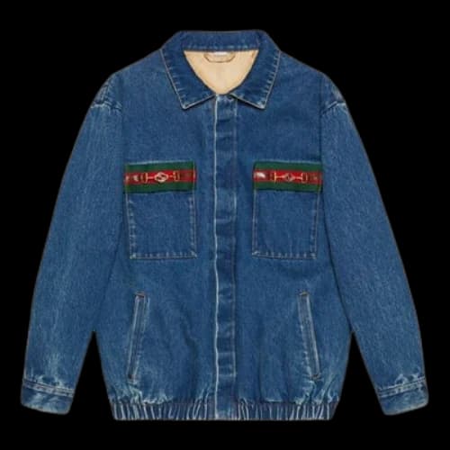 Gucci Ribbon Wash Denim Jacket For Men Navy