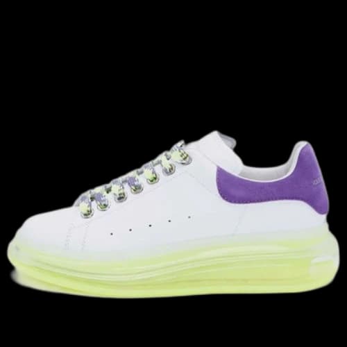 Alexander McQueen Neon Sole Leather Sneakers 'White Purple' (Women's)