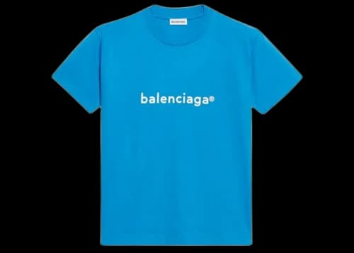 Balenciaga Womens New Copyright Fitted T-shirt Blue/White