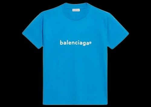 Balenciaga Womens New Copyright Small Fit T-shirt Blue/White