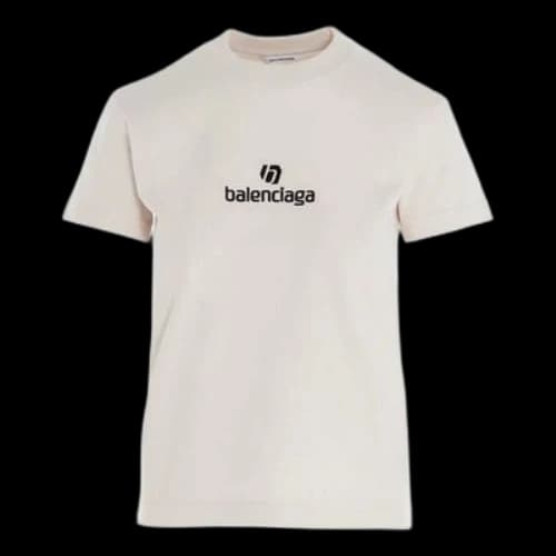 Balenciaga Logo Round-neck Tee Grey/White