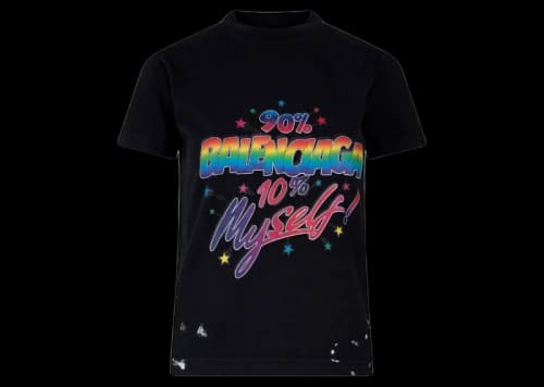 Balenciaga Frontal Logo Cotton T-Shirt Black
